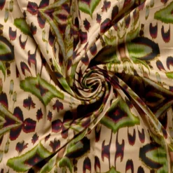 Viscose Satin m/abstrakt print Bisque
