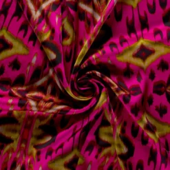 Viscose Satin m/abstrakt print Orkide