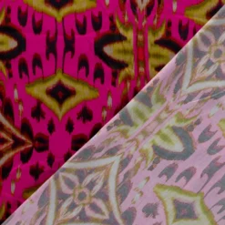 Viscose Satin m/abstrakt print Orkide