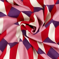 Viscose satin m/ grafisk print Rosa