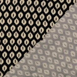 Viscose satin m/ikat print Sort